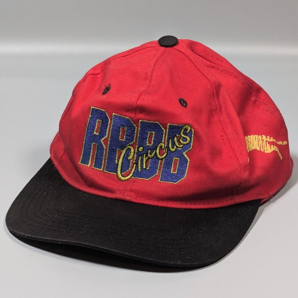 VTG Ringling Brothers Barnum Bailey RBBB Circus Hat Cap Snapback Red 90's